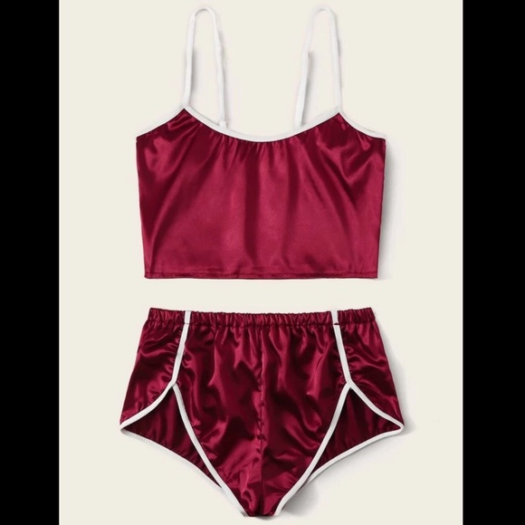 Other - Burgundy, Satin, PJ, Lingerie Set